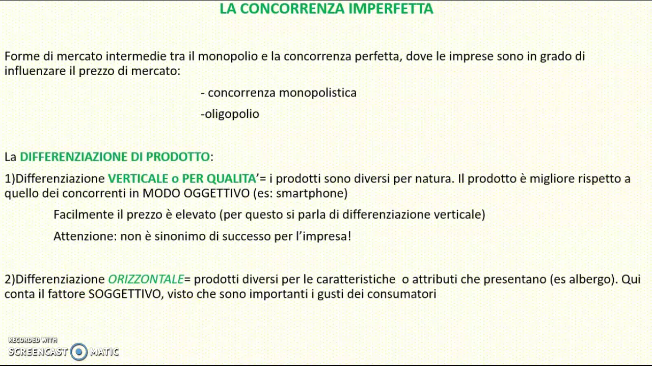 La Concorrenza Imperfetta e Mark up
