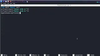Linux Calculate the Hypotenuse of a Triangle in Python
