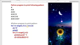 pattern and pan card number python programs by Chidanand S Kusur