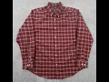 ST JOHNS BAY Mens Button Up Shirt LARGE Reg Long Sleeve MAROON WHITE Plaid 0443