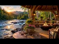 Beautiful Sunset by Riverside Cabin 🔥 Nature Ambience Sounds & Birdsong for Sleep/Study ✔️