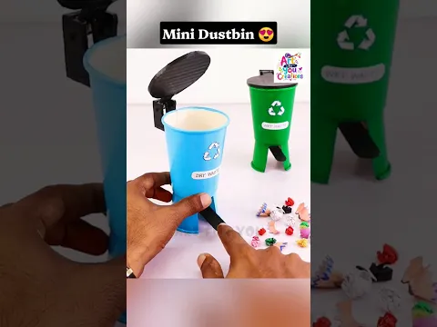 Turn Waste Paper Cups Into Mini Dustbin 😍🗑️ #shorts