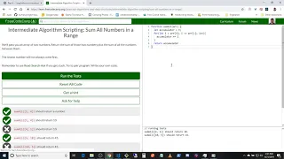 Intermediate Algorithm Scripting - Sum All Numbers in a Range Solution freeCodeCamp