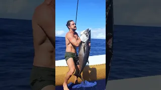 From ocean to dinner plate 🎣 this Dogtooth Tuna is one of the toughest fish to spear. What a day!