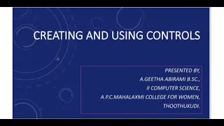 Creating and Using Controls Visual Basic Educatcomp Tamil