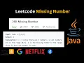 Missing Number Leetcode 268 Solution in Java Missing Number in the array Java Leetcode 268