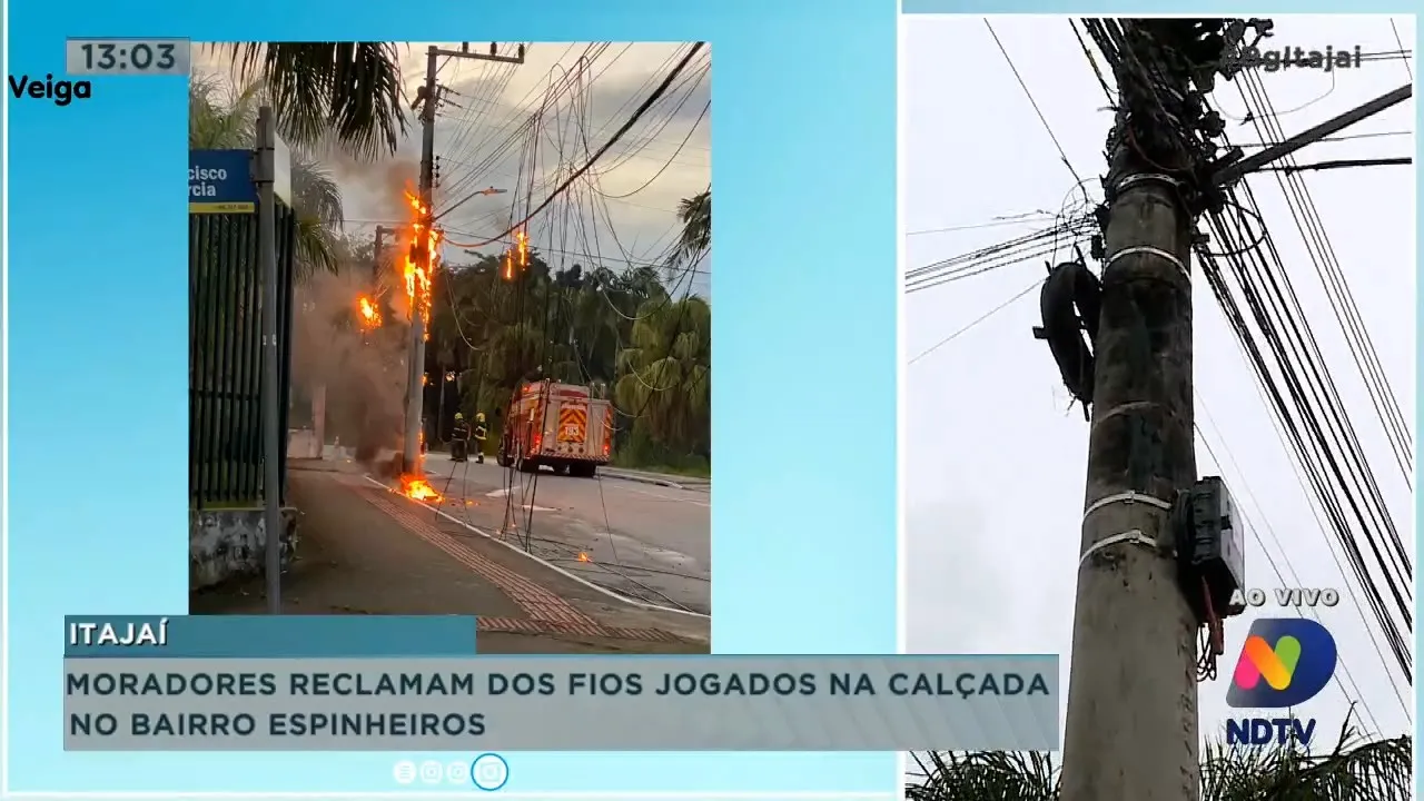 Moradores reclamam dos fios jogados na calçada no bairro Espinheiros
