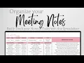 Meeting Notes Template Meeting Minutes Tracker Spreadsheet Google Sheets Corporate Office Work