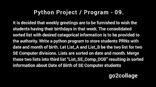 EP 09 Language Python Program Project I go2collage