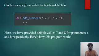 How to define and call a function with default value in python