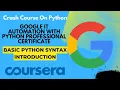 Basic Python Syntax Introduction Crash Course on Python Google IT Automation with Python