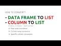 Convert Data Frame to List and and column to list in python pandas