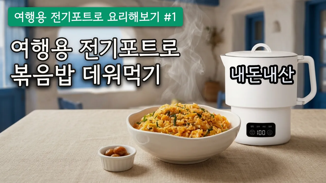 전기포트로 깍두기 볶음밥 데우기 레시피 숏폼 썸네일
