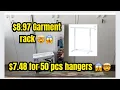 Walmart Mainstays Garment rack and 50 pcs hanger review