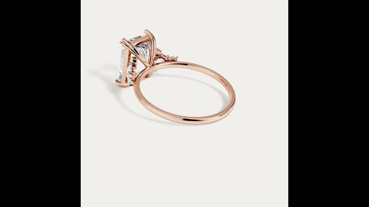 Serene丨3CT Radiant Cut Lab Diamond Side Stone Engagement Ring