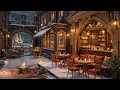 Cozy Coffee Shop Winter Ambience \u0026 Peaceful Snow Falling ❄ Smooth Winter Jazz Music for Work, Study