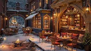 Cozy Coffee Shop Winter Ambience Peaceful Snow Falling Smooth Winter Jazz Music For Work Study 