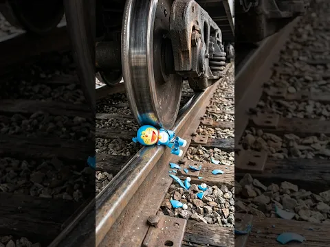 π Train Crushes Doraemon Toy ππ₯ | Ultimate Toy Destruction Experiment | Satisfying Slow Motion