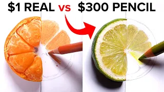 $1 REAL vs $300 Pencils 3D Drawing Illusions! Art Brain Test