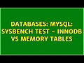 Databases MySQL sysbench test - InnoDB vs Memory tables