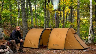 Hot Tent Camping In Rain