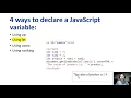 JavaScript syntax variable declaration block scope comments arithmetic and operators