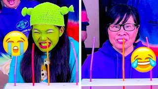 Family Games | Drinking bitter gourd juice made my face change! #funny #partygame #challenge