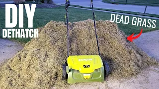 DIY Dethatching Overseed the Lawn Sun Joe Dethatcher Scarifier Spring Lawn Care