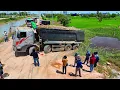 Lagu Initial phase Starting Landfill Video Using Dump Truck 25.5Ton \u0026 Skillful Dozer pushing Soil,Mix VDO