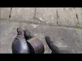 鉄の円柱を黒錆び加工