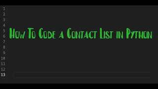 How to Code A Contact List in Python