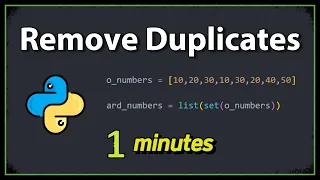 Remove Duplicates from the list using the set Method in Python