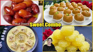 4 मिठाइयाँ एक ही वीडियो में | निकुटी, 15 मिनट Dessert, अनोखे लड्डू & चमचम | Sweet Combo