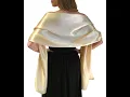 Central Chic Large Satin Champagne Gold Shawl Wedding Pashmina Wrap Scarf for Weddings Bridesmaids