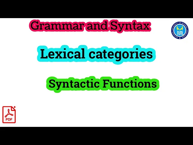 Lexical categories | parts of speech