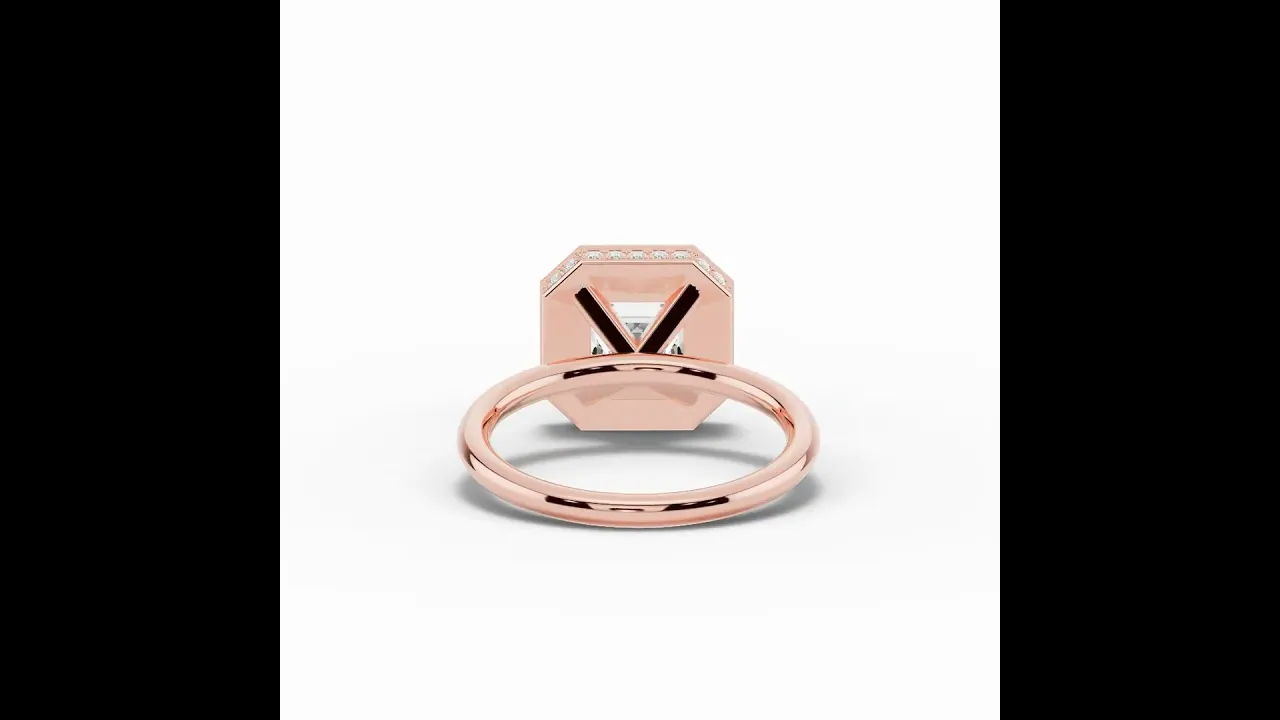 Asscher Nova Halo Engagement Ring