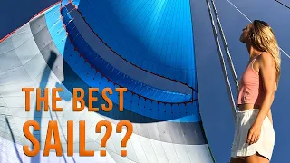 Sailing with the BEST DOWNWIND SAIL [FIRST TIME] on our Seawind 1600 Catamaran