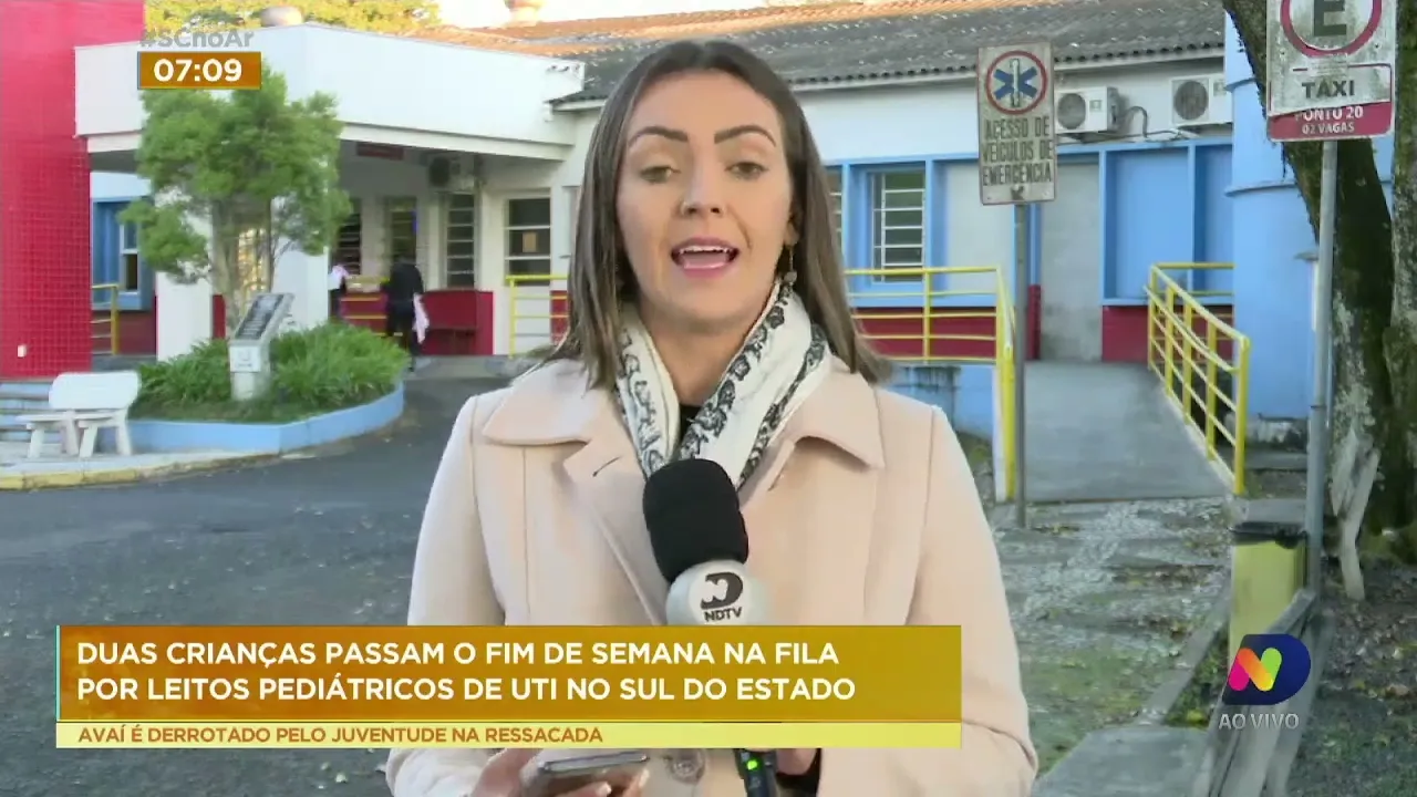 Duas crianças passam o fim de semana na fila por leitos pediátricos de UTI no sul de SC
