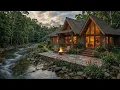 Cozy Riverside Forest Cabin 🌿🔥 Gentle Stream Flow, Soft Birdsong & Peaceful Nature Sounds