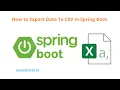 How To Export Data To CSV In Spring Boot