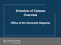 Schedule of Classes Overview