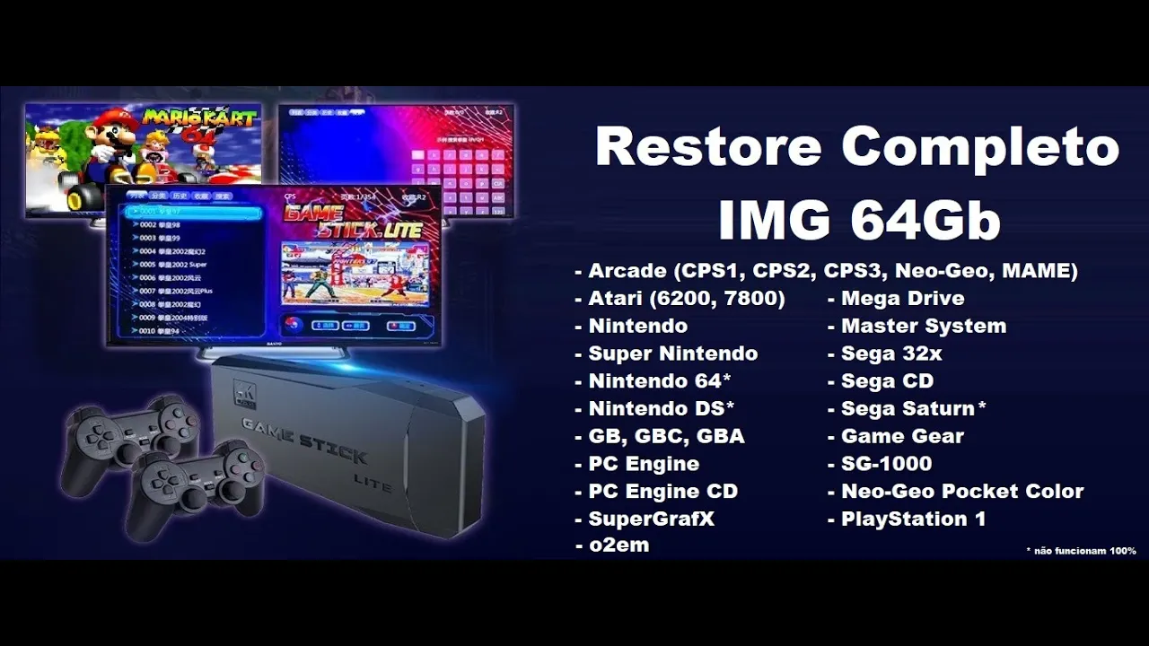 Game Stick 4k Lite / Data Frog Y3 - Restore 64Gb completa (SOMENTE v4.0)