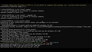 Simplified python setup NumPy Pandas Matplotlib packages Installation
