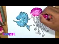 How to Color Happy Fish Has Jellyfish As A Friend Coloring Page
