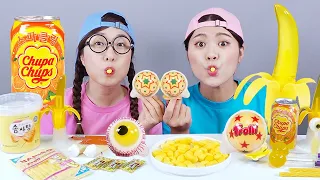 Doce de gelatina amarelo Mukbang DONA