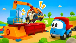 Léo le camion construit un broyeur de voitures. Une aventure de recyclage
