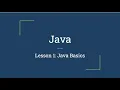 Java Lesson 1 - Intro to Java