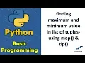 finding maximum and minimum value in list of tuples-using map zip