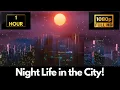 Side Scrolling Space Cityscape Screensaver - 1 HOUR LOOP Satisfying Background Wallpaper