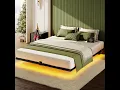 Full Size Floating Bed Frame Review LED Lights Charging Station
